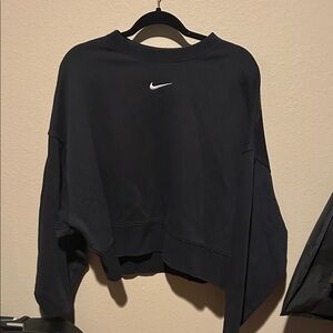 Nike Women's Black Sweatshirt with White Logo
